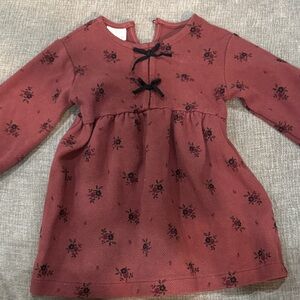 Zara Girls' Dusty Rose Floral Long-Sleeve Dress